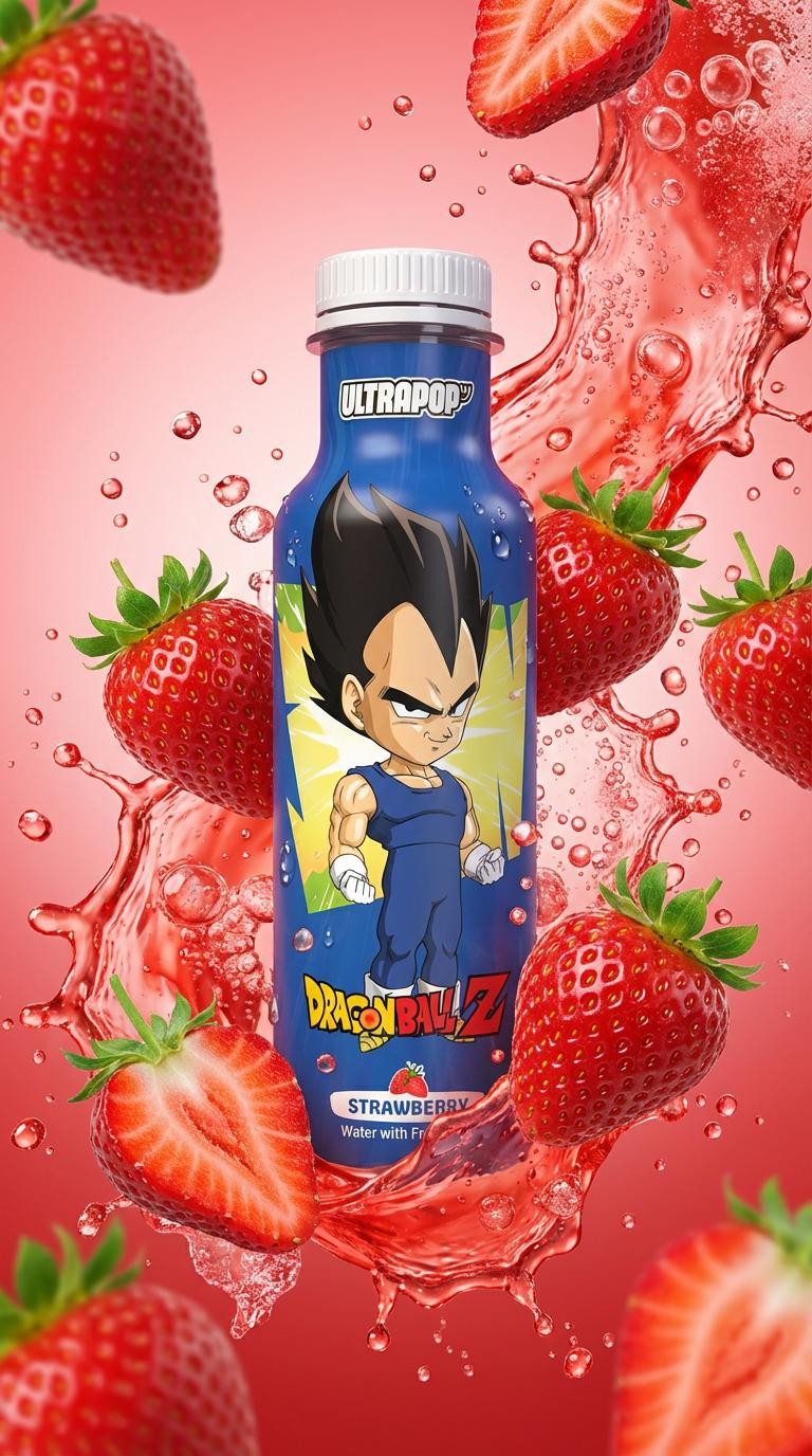 Eau aromatisée Fraise Ultrapop DBZ - Vegeta - 33cl