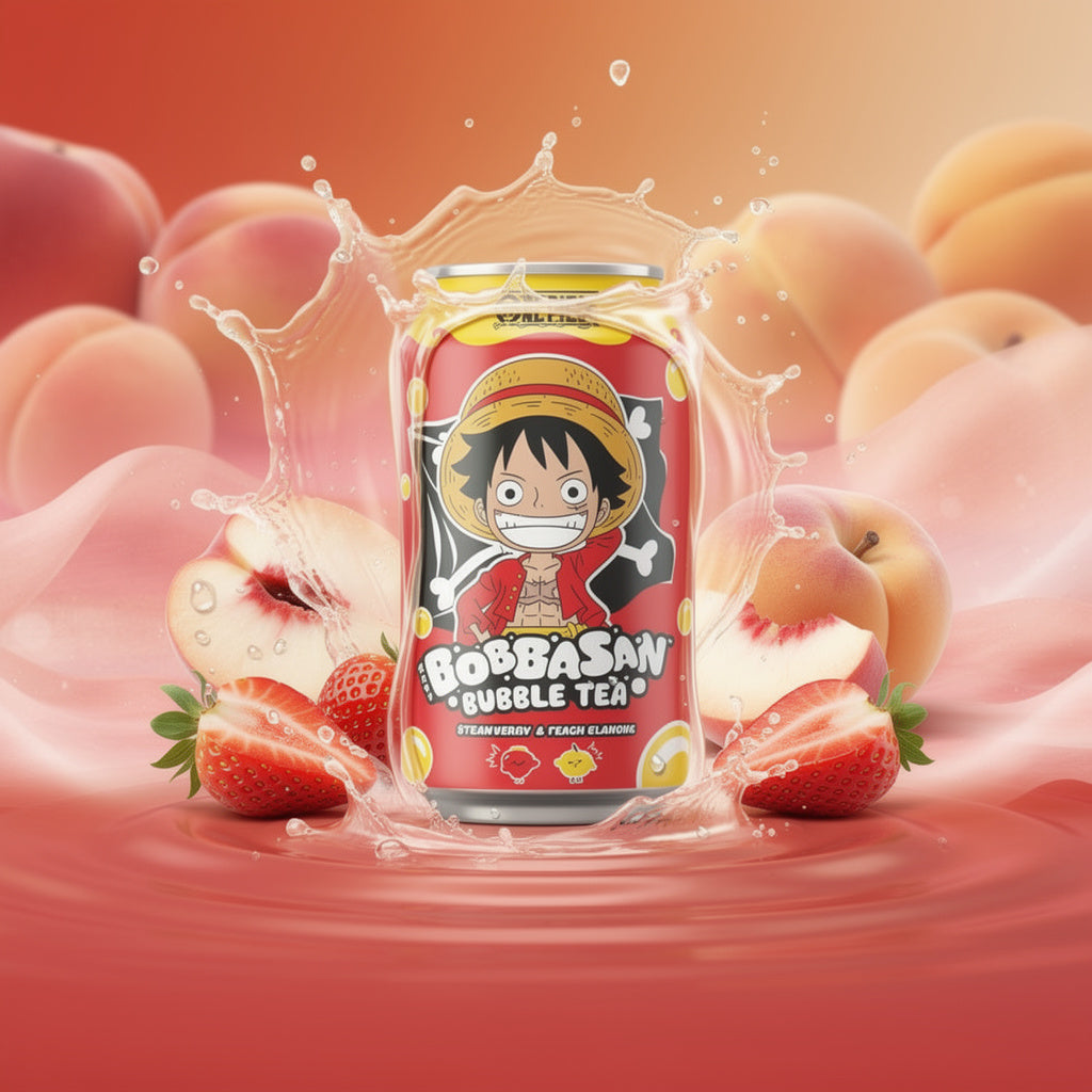 Bubble Tea Fraise & Pêche – Luffy - 320ml